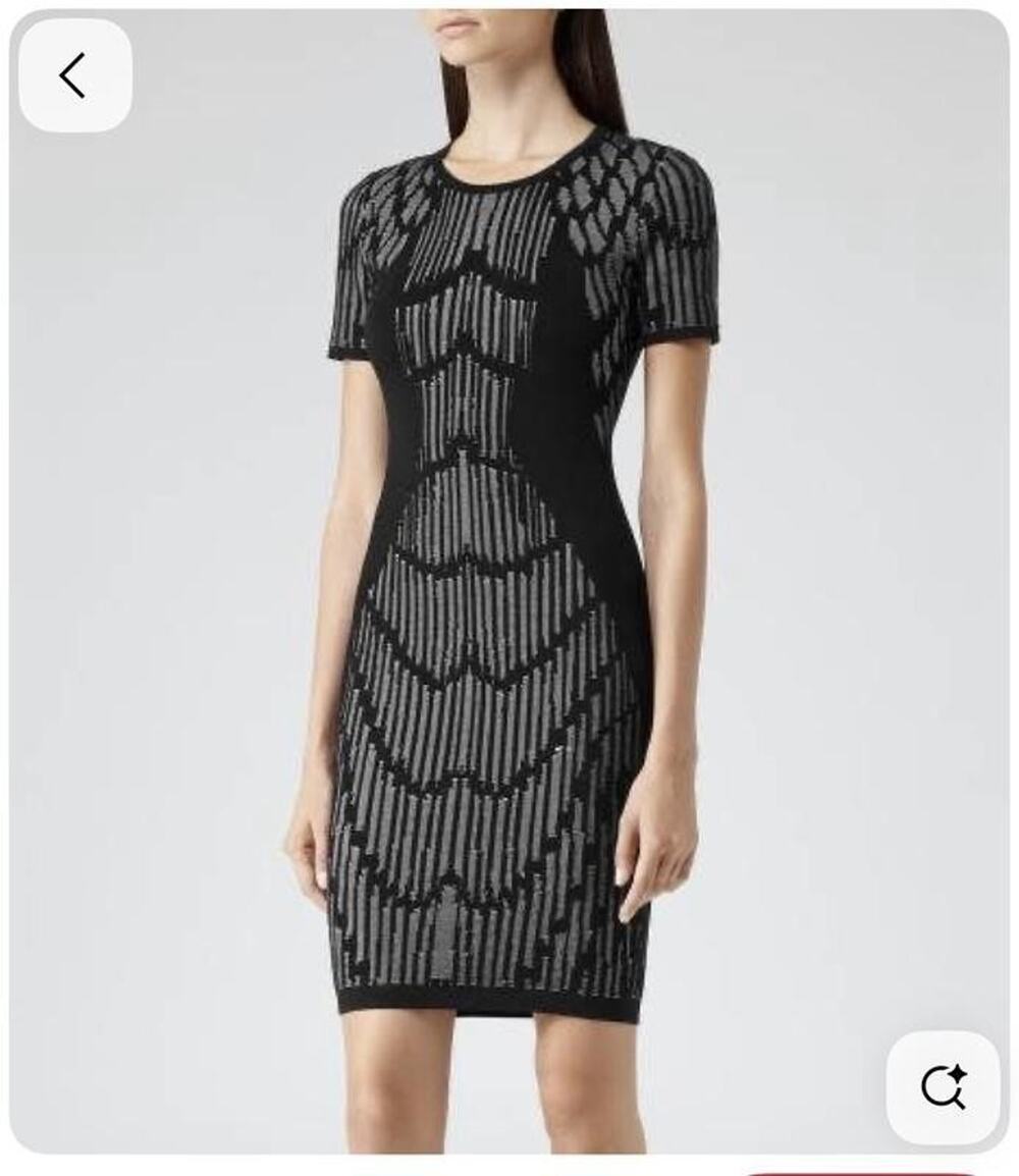 REISS FELIX TEXTURED BODYCON DRESS in BLACK US SIZE 8